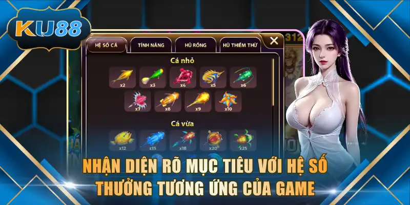 Nhận diện rõ mục tiêu với hệ số thưởng tương ứng của game